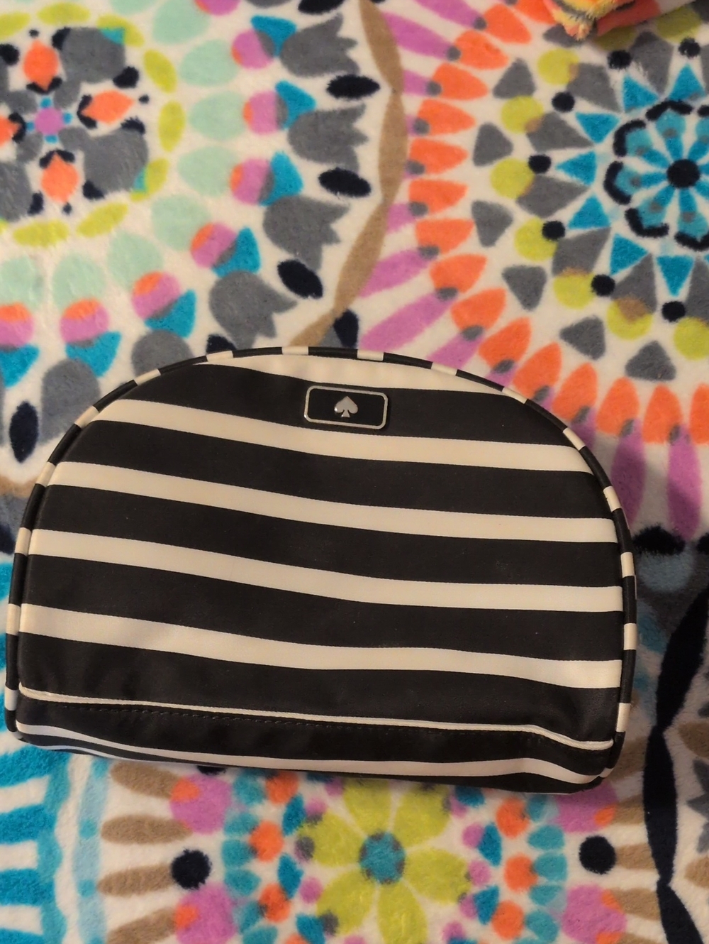 kate spade Black and White Striped Cosmetic Case